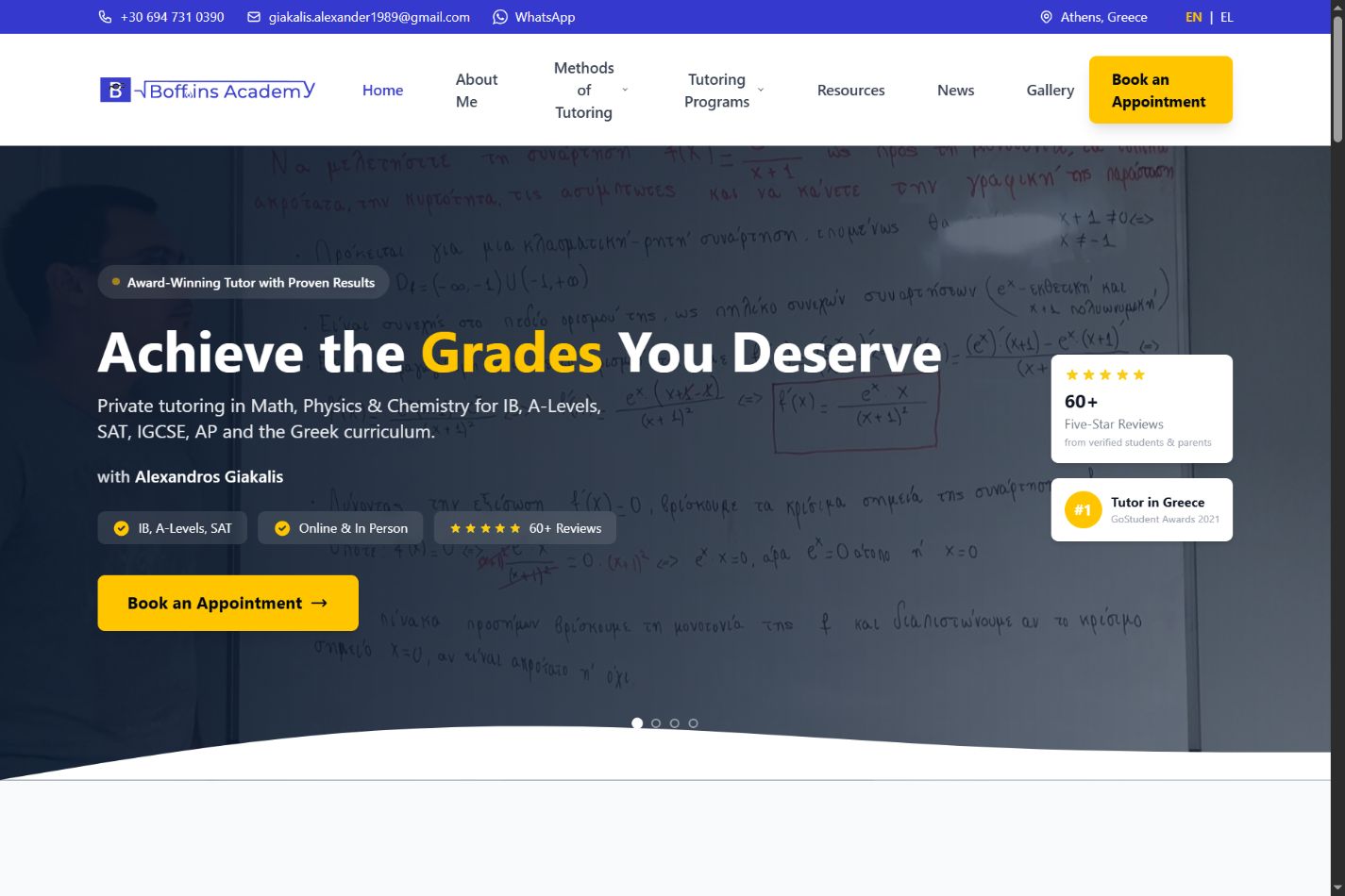 Alexander Giakalis bilingual tutoring website